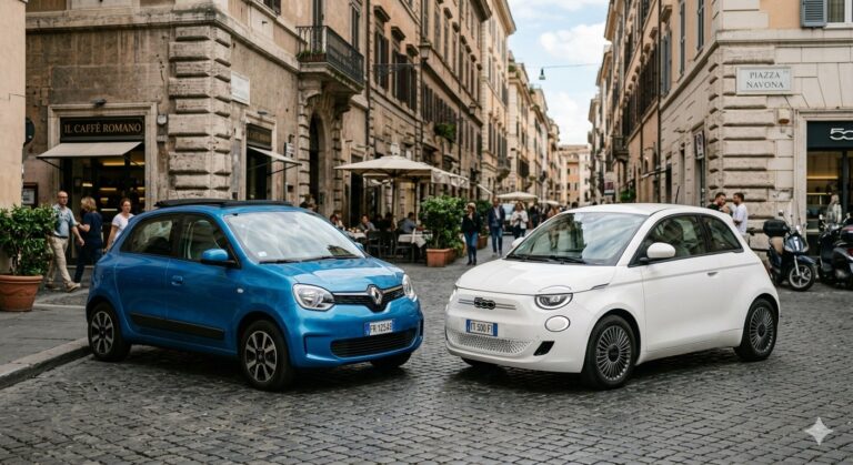 Renault Twingo frente a Fiat 500 eléctrico