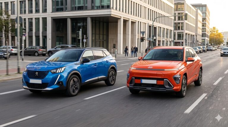 Peugeot e-2008 vs Hyundai Kona Eléctrico 2026: Elegancia y rendimiento en SUV eléctricos Peugeot e-2008 vs Hyundai Kona Eléctrico 2026